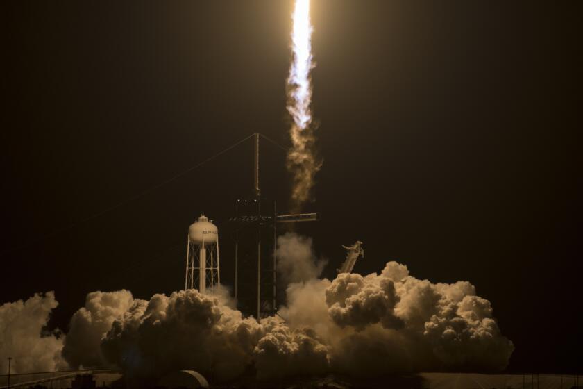 A SpaceX Falcon 9 rocket carrying the company's Crew Dragon spacecraft is launched on NASA's SpaceX Crew-2 mission to the International Space Station with NASA astronauts Shane Kimbrough and Megan McArthur, ESA (European Space Agency) astronaut Thomas Pesquet, and Japan Aerospace Exploration Agency (JAXA) astronaut Akihiko Hoshide onboard, Friday, April 23, 2021, at NASA's Kennedy Space Center in Florida. (Aubrey Gemignani/NASA via AP)