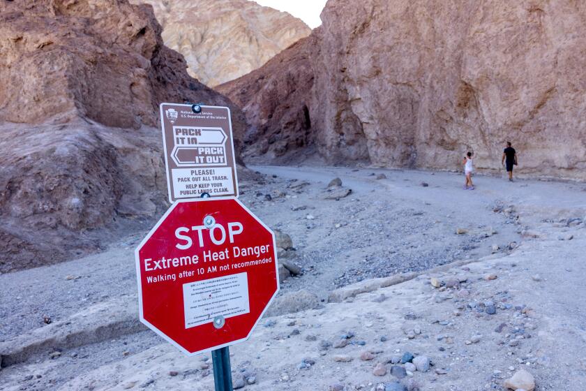 Hikers heading out on an early morning hike in Death Valley National Park.