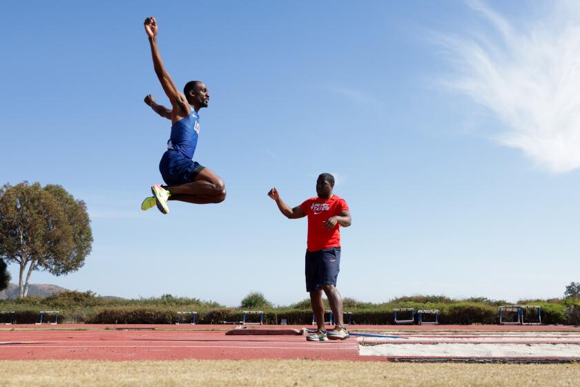 CHULA VISTA, CA - MAY 28: Para-athlete long jumper Lex Gillette. Photographed in Chula Vista.