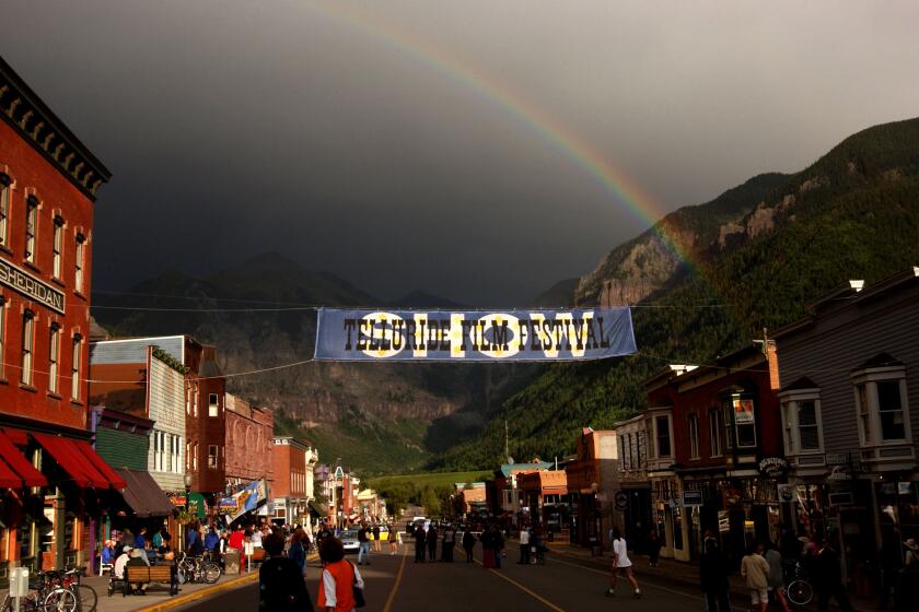 393902 10: A rainbow appears over downtown during the 28th Telluride Film Festival, September 1, 2001 in Telluride, CO. (Photo by David McNew/Getty Images)