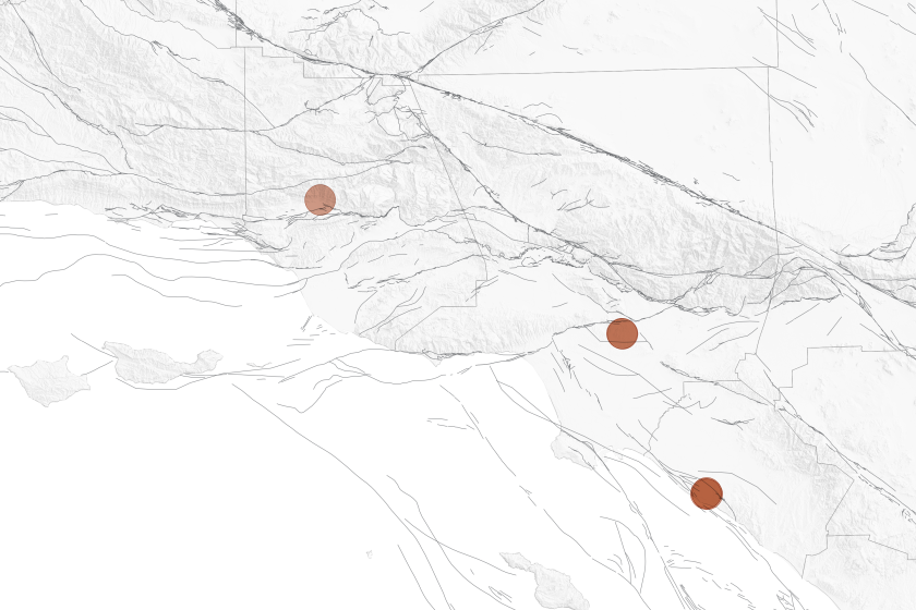 A map of Southern California faults and recent earthquakes