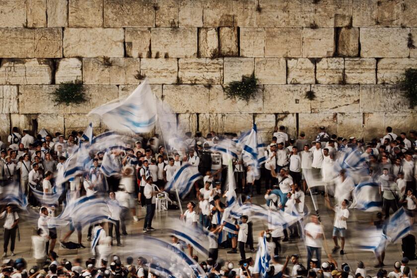 Israeli marchers rally on Wednesday. 